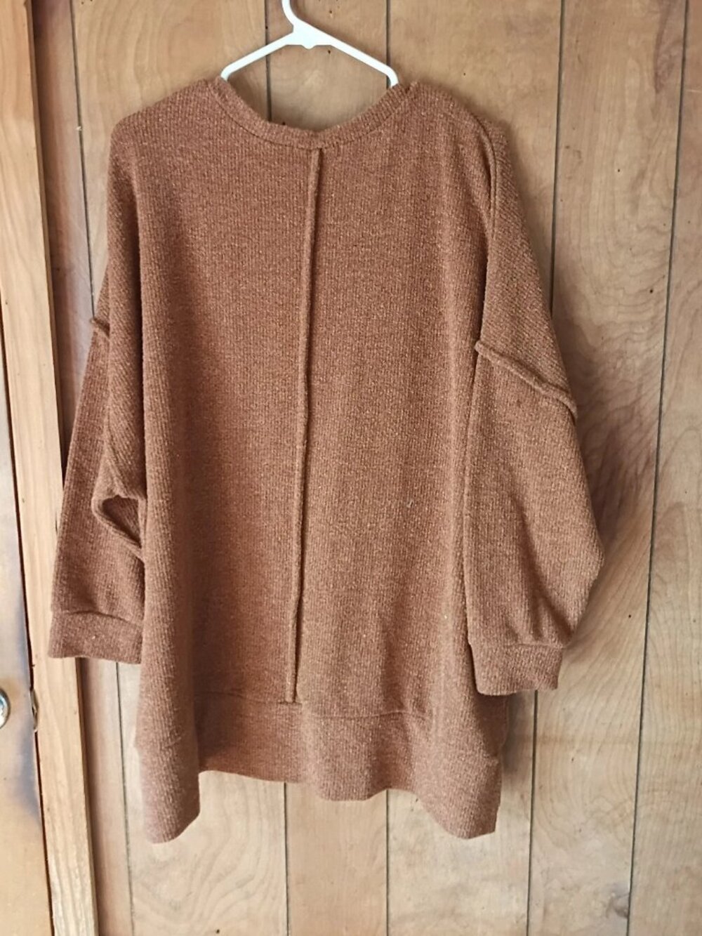 Discount Divas Women’s 1X Oversized Tunic Sweater Top Brown Textured Pocket - Picture 5 of 5
